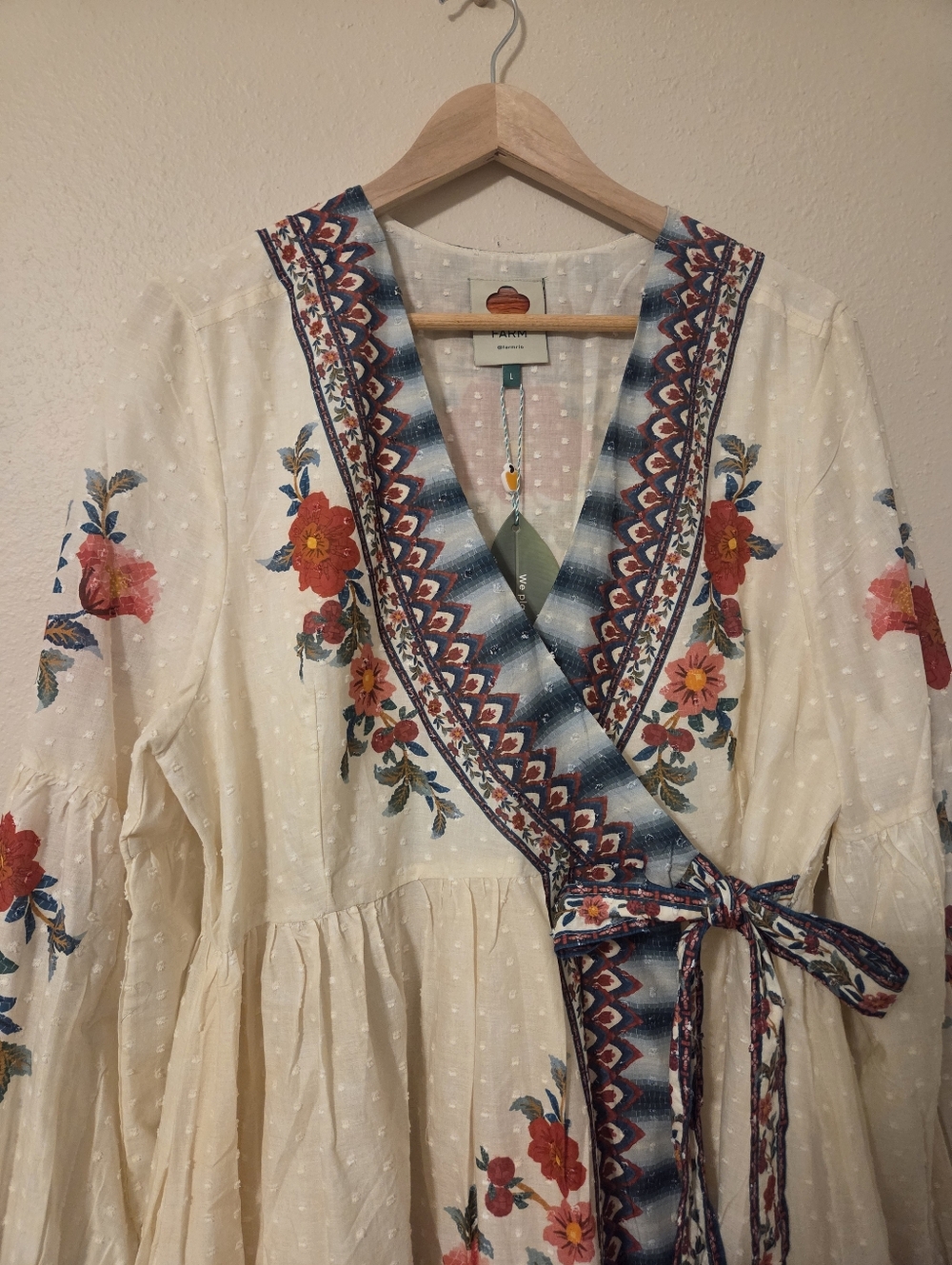 FARM Rio Mosaic Sands Floral Wrap Midi Dress - Picture 7 of 7
